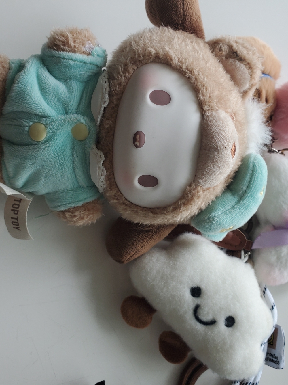 Plush Kids Toy Keychain - Brown & Mint Green Soft Character